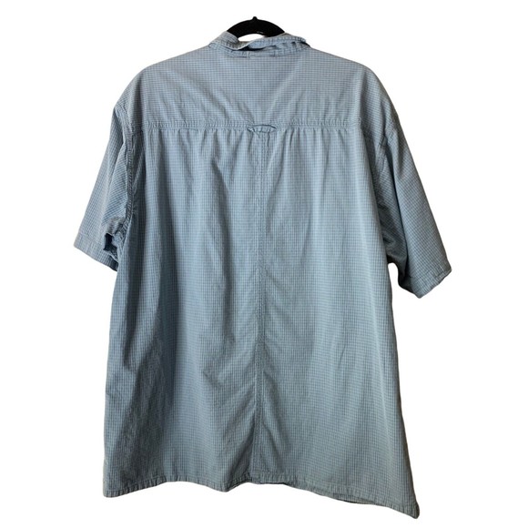 The North Face Button Up Shirt Men's XL Short Sleeve Plaid Blue Front Pocket - Picture 2 of 7